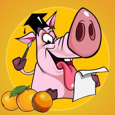 karikatür komik domuz kapağı öğrenci