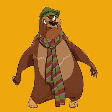 neşeli çizgi film ayı kap ve eşarp ile