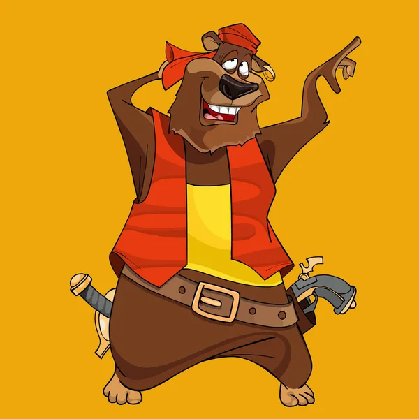 tabanca ile bir korsan giysileri karikatür komik ayı