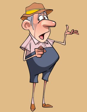 şapkalı karikatür karakter komik adam diyor