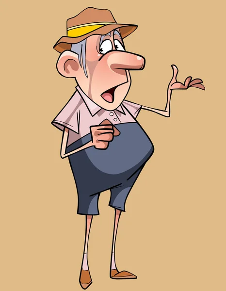 Cartoon karaktär rolig människa i hatten säger — Stock vektor