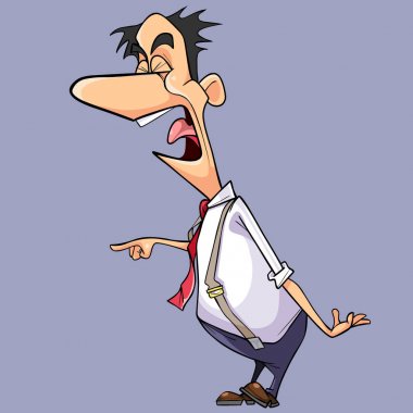 bağırarak ve parmak işaret bir kravat öfkeli adam çizgi film