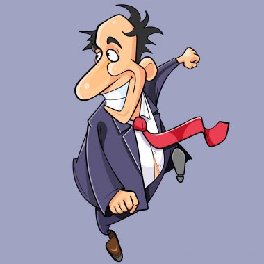 karikatür mutlu adam takım elbise ve kravat eğlenceli çalışır