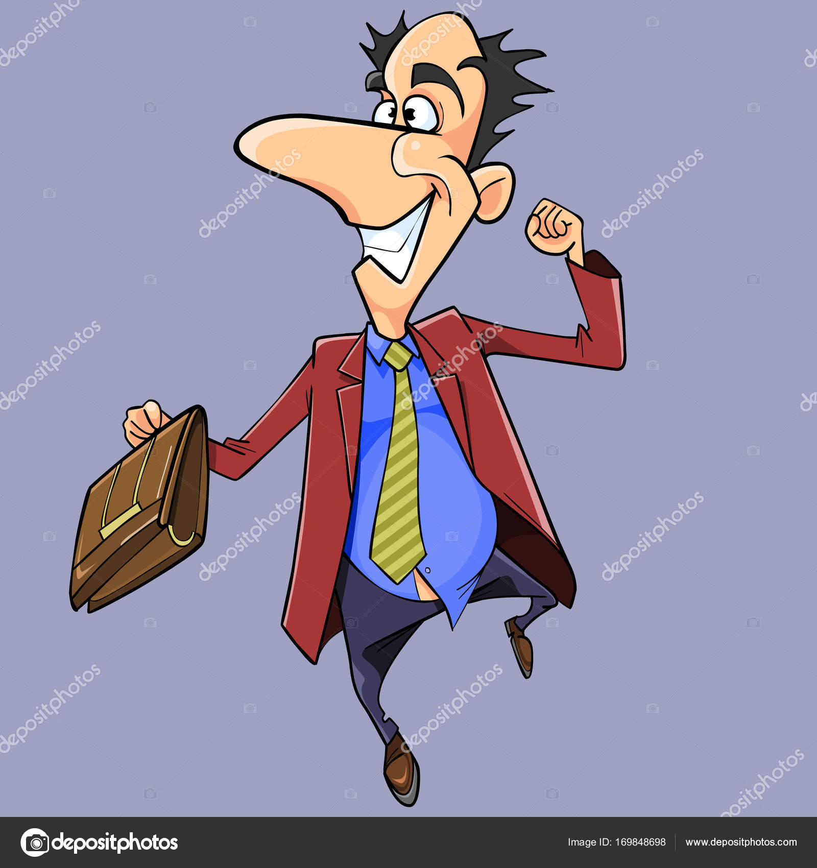 Cartoon joyful man in suit and with briefcase in hand Stock Vector Image by  ©Westamult #169848698