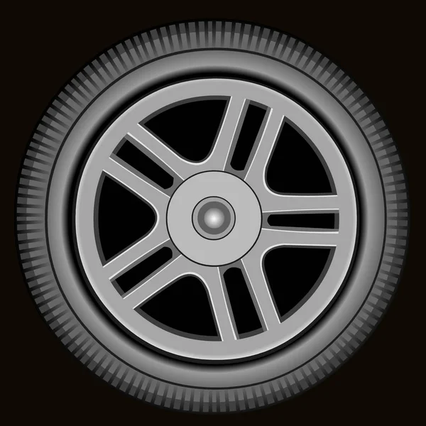 Roda cinzenta automotiva desenhada com roda de liga — Vetor de Stock