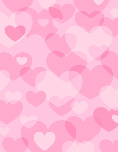 Roze achtergrond van harten van verschillende maten — Stockvector