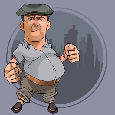 çizgi film yumruk şapkalı adamla karınlı