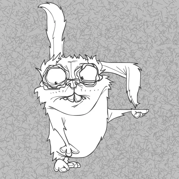 Cartoon beängstigend Kaninchen auf einem grau melierten Hintergrund — Stockvektor