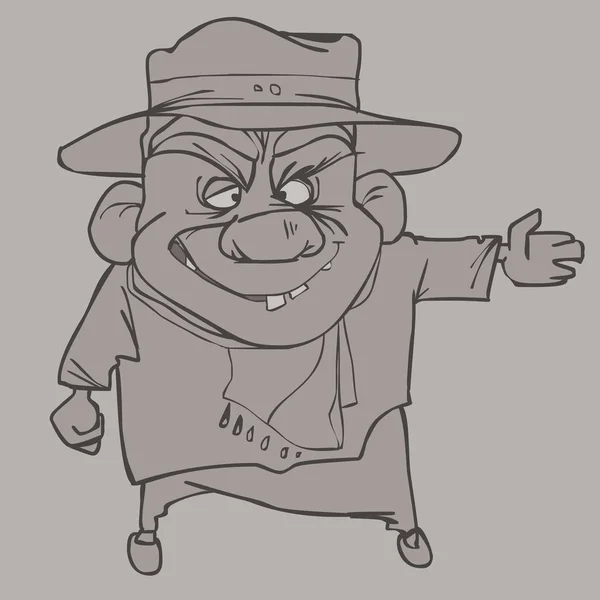 Postać z kreskówki uśmiechnięty mężczyzna w kapeluszu — Wektor stockowy