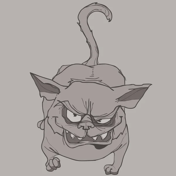 Effrayant dessin animé chat se met en colère et montre ses dents — Image vectorielle
