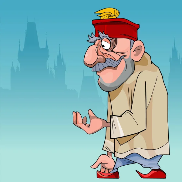 Hombre reflexivo de dibujos animados en un sombrero turco — Archivo Imágenes Vectoriales