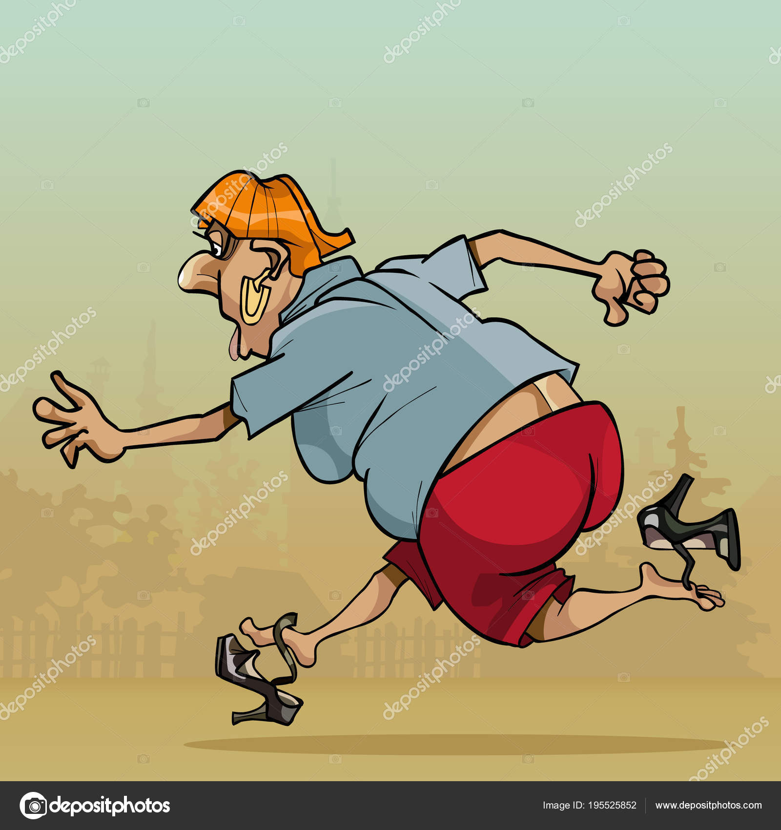 Cartoon woman funny very fast running losing shoes Stock Vector Image by  ©Westamult #195525852
