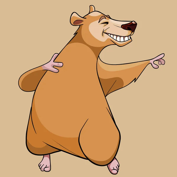 Kreslený medvěd hnědý s růžovými tlapkami — Stockový vektor