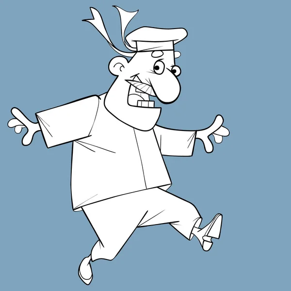Skica karikatury zábava cválání radostný námořník — Stockový vektor