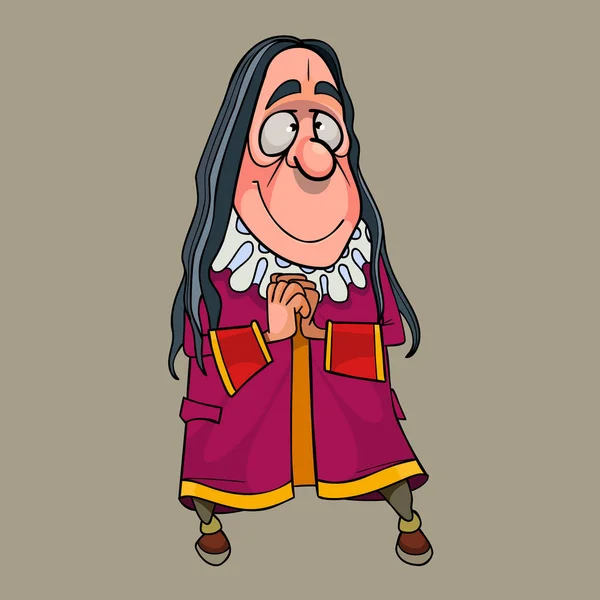 Desenho animado personagem homem em roupas medievais com babados — Vetor de Stock