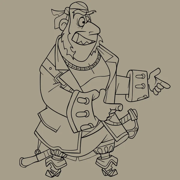 Sketch cartoon character of a joyful pirate showing gesture — 스톡 벡터