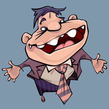Çizgi filmdeki komik adam kollarını ayırıyor.