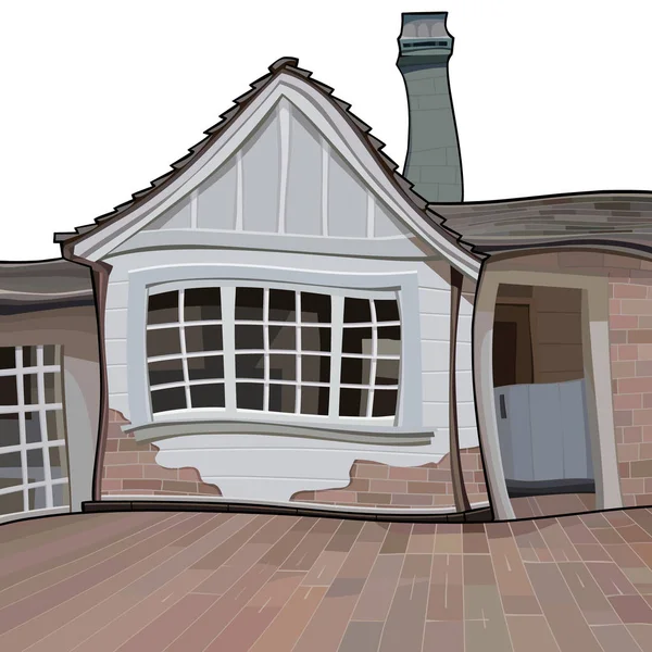 Cartoon one story wooden white house with yard — Stock Illustration Cartoon One Story Wooden White House Yard Royalty Free Stock Illustrations