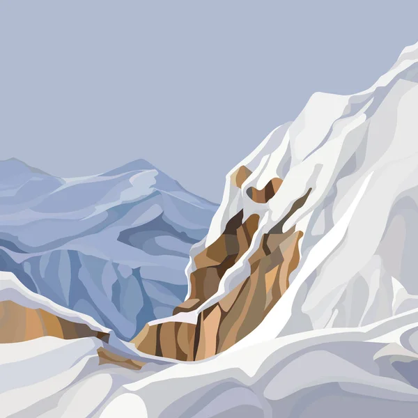 Mountainous Background Top Snowy Cliff — Stock Vector