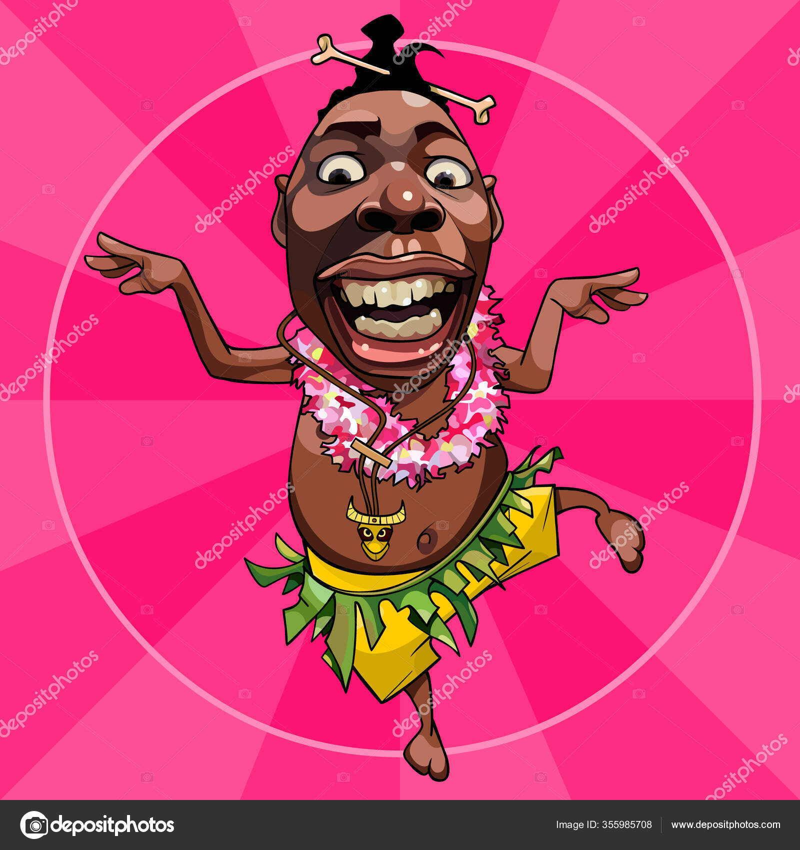 Tegneseriefigur Morsom Svart Papuan Fyr Danse Rosa Bakgrunn stockvektor ©  Westamult #355985708, image size:1600x1700