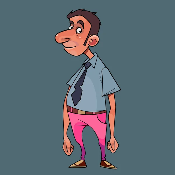 Hombre Dibujos Animados Pantalones Vaqueros Rosas Una Camisa Con Corbata — Archivo Imágenes Vectoriales