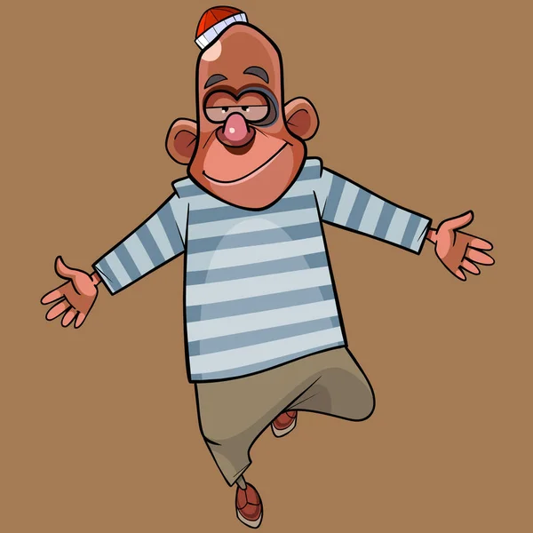 Bailando Dibujos Animados Borracho Hombre Con Moretones Una Ropa Marineros — Vector de stock