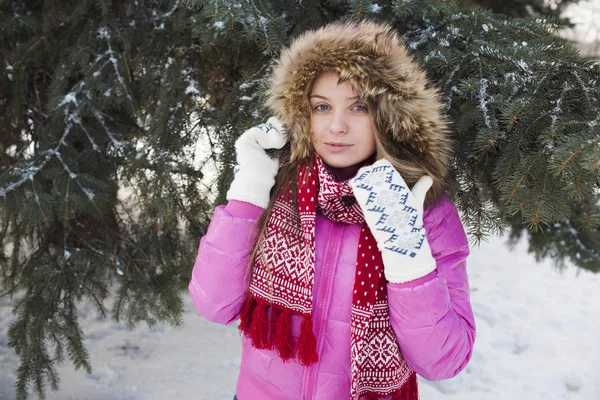 Retrato de invierno de una joven mujer hermosa al aire libre. Nieva concepto de moda belleza invierno . —  Fotos de Stock