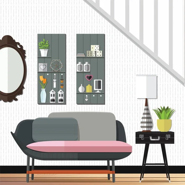 Moderní a ohromující obývací pokoj dekor. — Stockový vektor