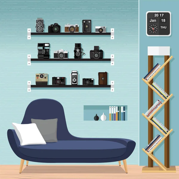 Obývací pokoj nábytek pohovka — Stockový vektor