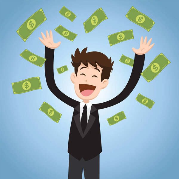 бизнесмен бросает банкноты
