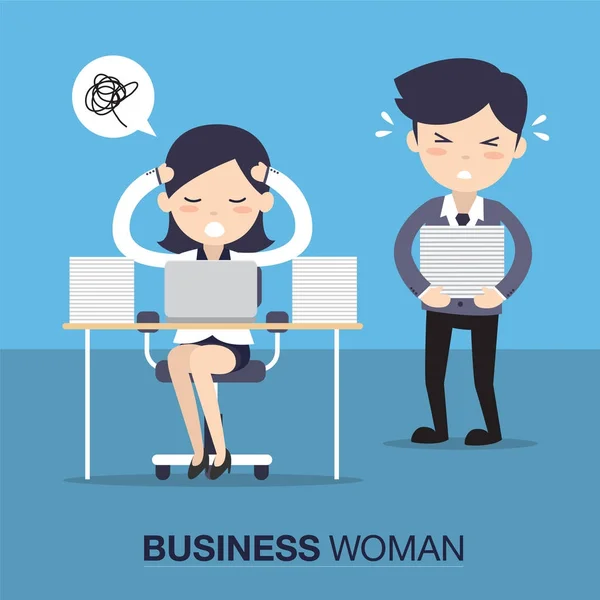 Femeie de afaceri în muncă grea — Vector de stoc