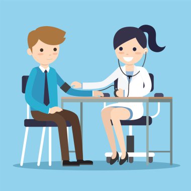 Doktor kan basıncını ölçüyor.