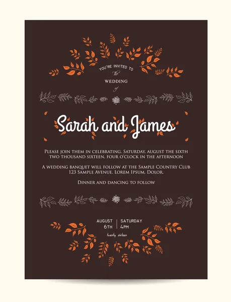 Invitation de mariage Vintage — Image vectorielle