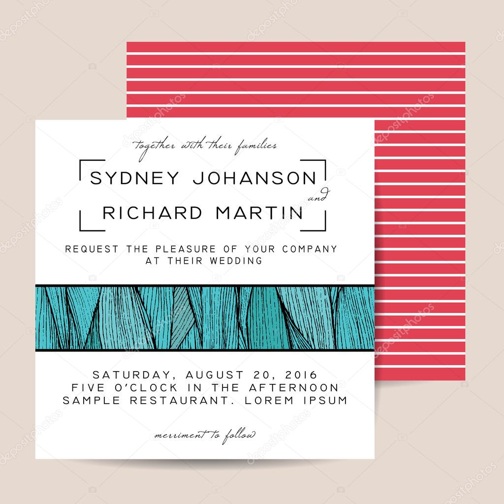 Wedding invitation with striped background