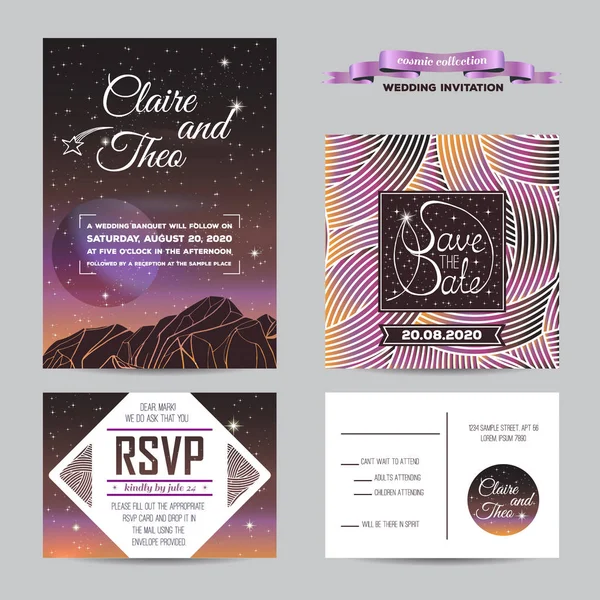 Wedding invitation. cosmic design — Stock Vector