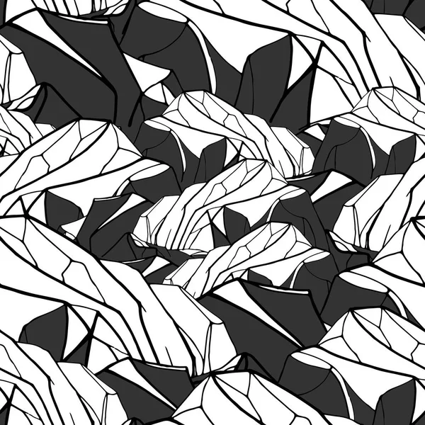 无缝的几何图案 单色背景与抽象山 — 图库矢量图片