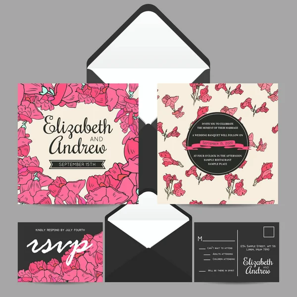 Invitation Mariage Avec Fond Floral Abstrait — Image vectorielle