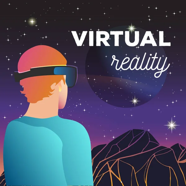 Homem na realidade virtual — Vetor de Stock