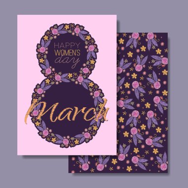 8 Mart. Mutlu kadınlar günü. Nakış tasarım.