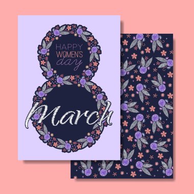 8 Mart. Mutlu kadınlar günü. Nakış tasarım.