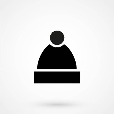 Kış, örgü şapka simgesi beyaz arka plan üzerinde izole. Vektör sanat.