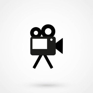 Beyaz bir arka plan üzerinde video kamera simgesi basit tasarım. Vektör çizim