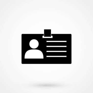 Beyaz bir arka plan üzerinde kimlik kartı simgesi basit tasarım. Vektör çizim
