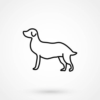 Beyaz bir arka plan üzerinde köpek simgesi basit tasarım. Vektör çizim