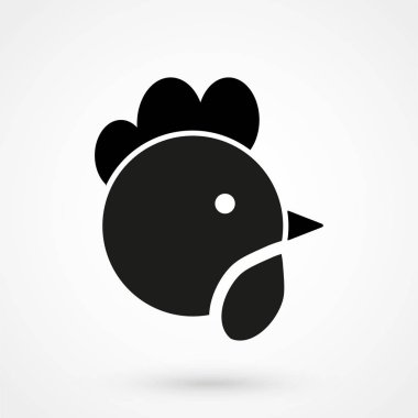 Beyaz bir arka plan üzerinde tavuk simgesi basit tasarım. Vektör logo çizim