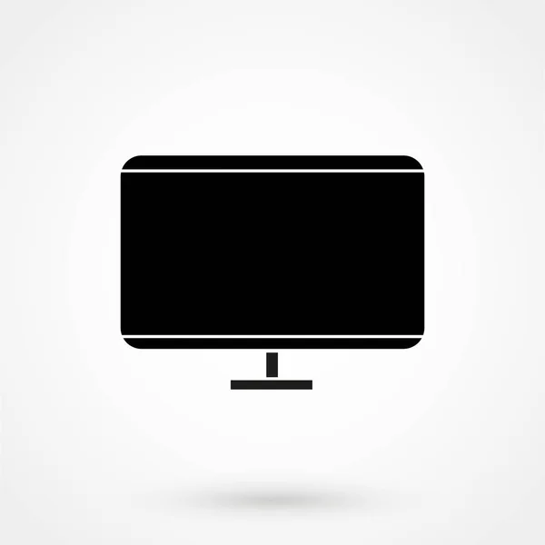 PC, simge bilgisayar ekran düz stil gölge beyaz arka planda, web tasarımı için şık vektör çizim ile izlemek — Stok Vektör