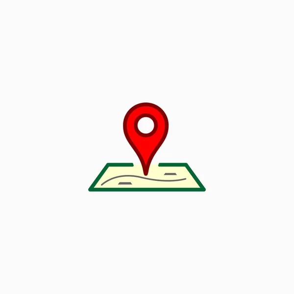 マップ上の白い背景の赤いピンで隔離場所アイコン記号. — ストックベクタ