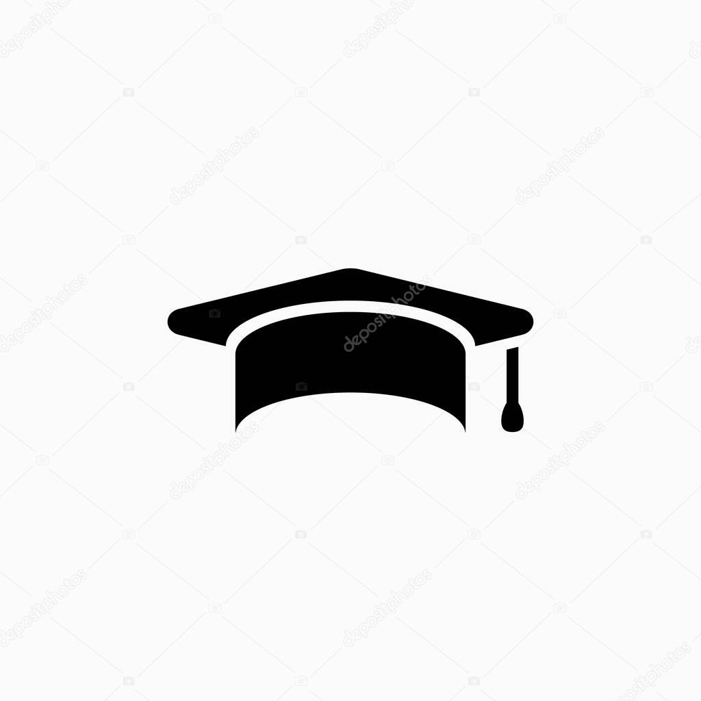 Education, graduation cap/hat icon simple vector illustration