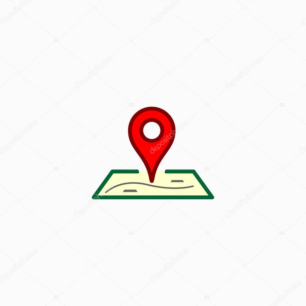 Location icon sign isolated on white background red pin on map. 