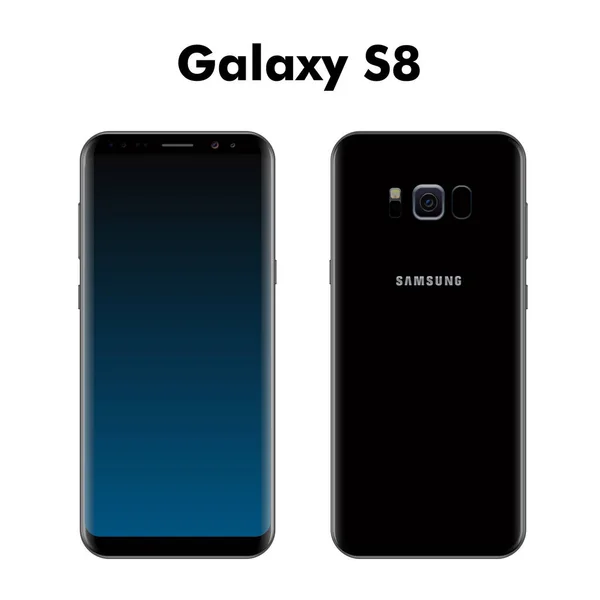 Baku, Azerbaijão - 05 de abril de 2017: Samsung Galaxy S8 preto isolado em fundo branco — Vetor de Stock